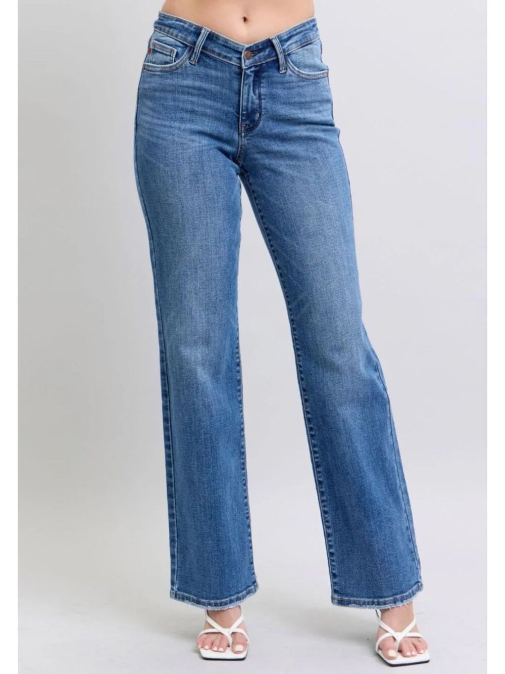 Judy Blue High Waist V-Front Vintage Wash Straight Denim Jeans - Size 18W